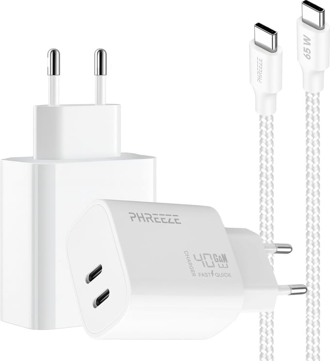 Phreeze usb C oplader 40w met kabel 1 meter - Power Delivery snellader