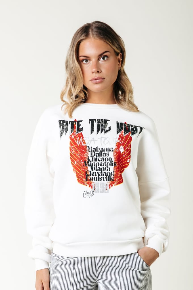 Colourful Rebel Bite The Dust Dropped Shoulder Sweater Off White Taglia: S | Maglie a manica lunga Outlet | Donna | Bianco
