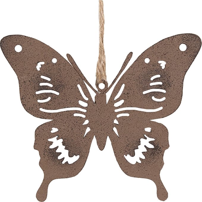 Clayre & Eef Decoratie Hanger Vlinder 11 cm Bruin Metaal