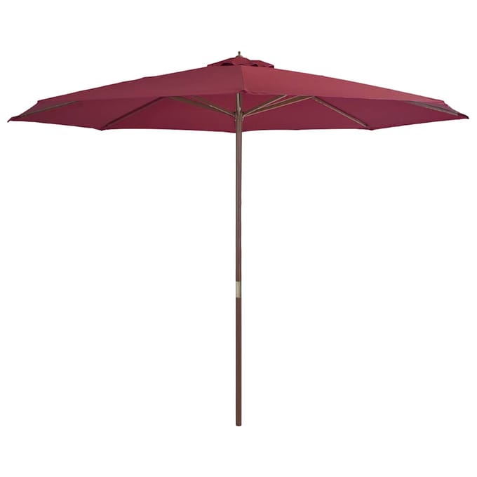 vidaXL - Parasol - met - houten - paal - 350 - cm - bordeauxrood