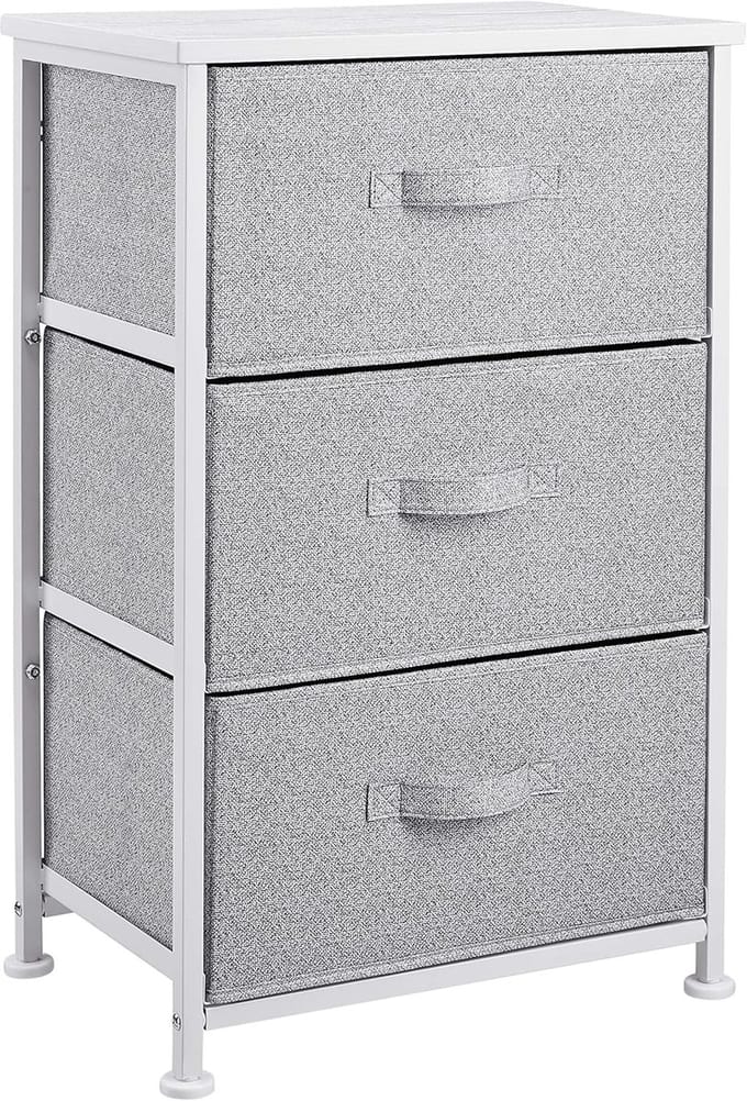 Famanu - Stoffen opbergkast met 3 laden, compact kledingopbergsysteem, wit