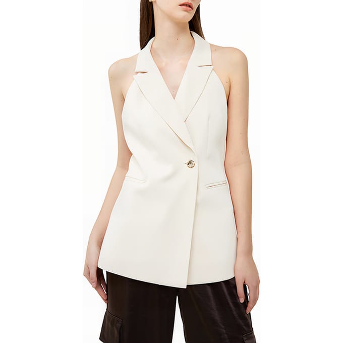 French Connection Harrie Halter Nk Waistcoat White Größe: 12 | Gilets Outlet | Damen | Weiß