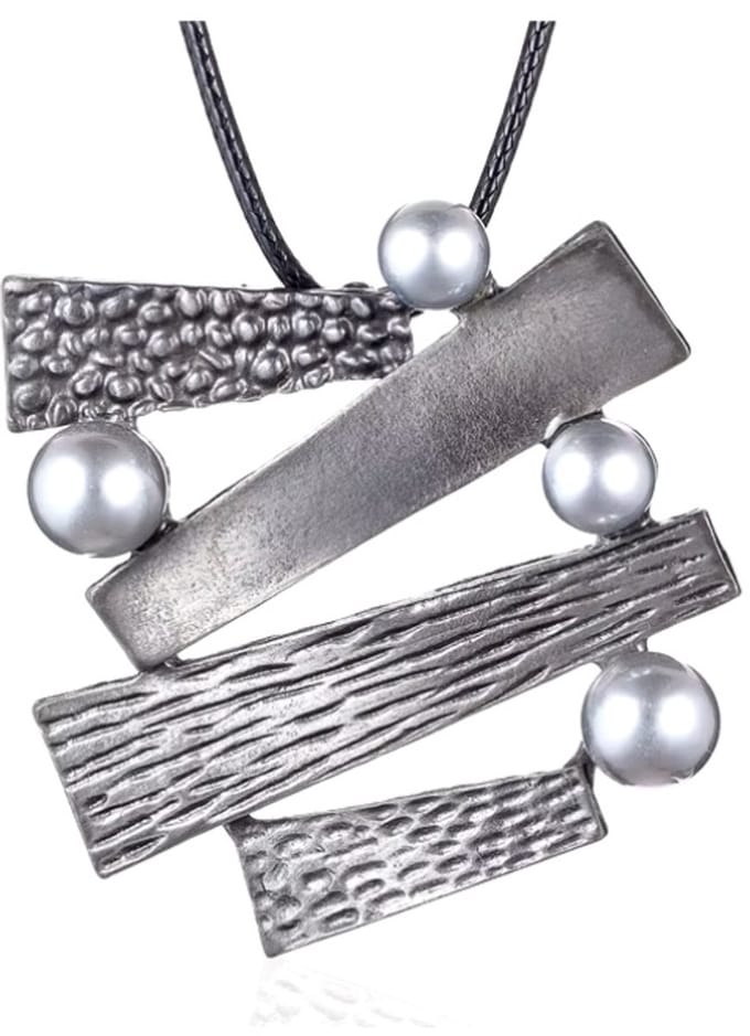 Ketting -grijs -synthetische parel - Charme Bijoux
