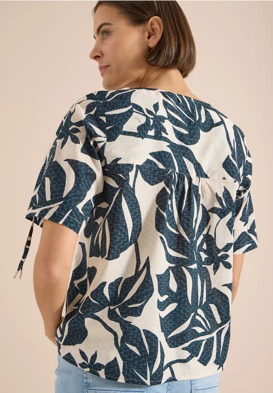 Blouse met ronde hals en rimpels