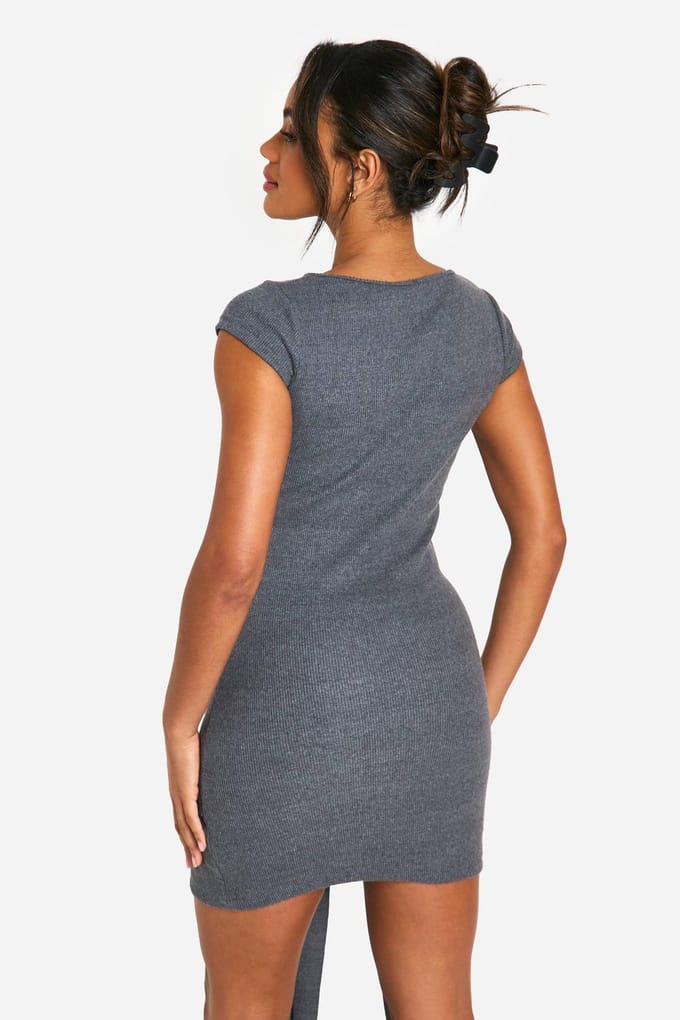 boohoo Dames Brushed Rib Mini Dress | Houtskool | Maat: 42