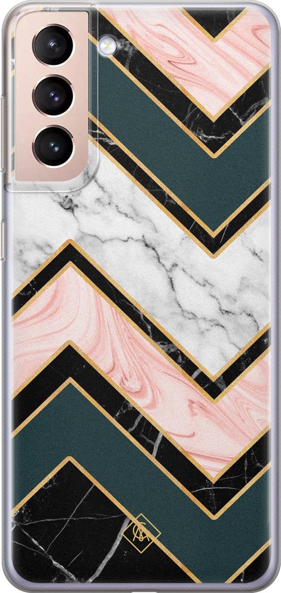 Casimoda® hoesje - Geschikt voor Samsung S21 Plus - Marmer Triangles - Backcover - Siliconen/TPU - Multi