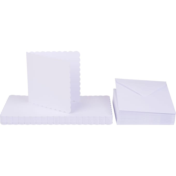 Dubbele kaarten met enveloppen "Golvende rand", 12,5 x 12,5 cm, 50 stuks