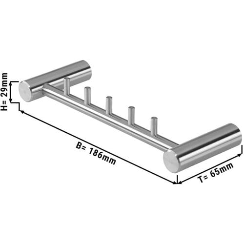 AIR-WOLF Hakenstang met 5 haken - RVS Zilver