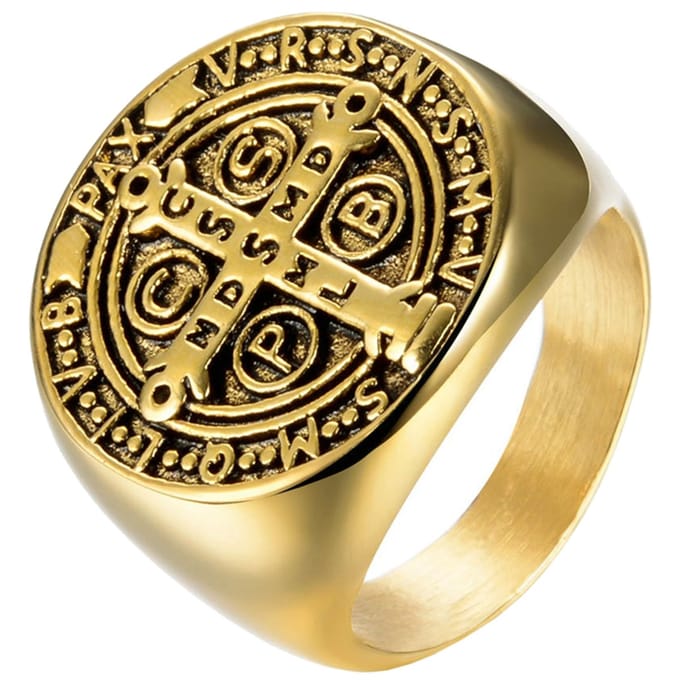 Zegelring Heren Edelstaal Holy Medal Cross-19mm