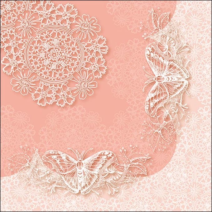 Napkin 33 Butterfly Lace Rose FSC Mix servetten