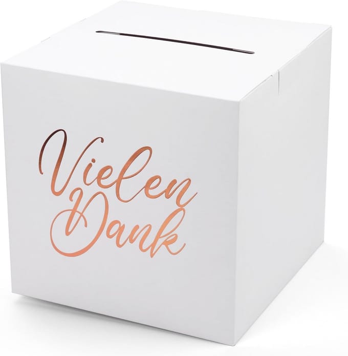 Grote geschenkdoos Hartelijk Dank 24x24x24 cm Kartonnen Cadeaubox Goudkleurig/Roségoud