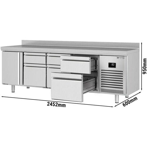 GGM Gastro Kühltisch Premium PLUS - 2452x600mm - mit 1 Tür - 6 Schubladen - mit Aufkantung