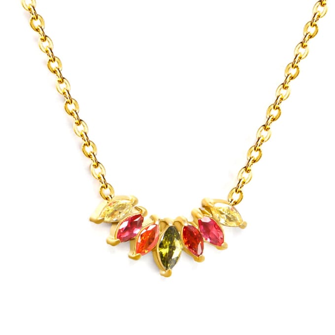 Dames ketting - 18 karaat gold plated met stenen