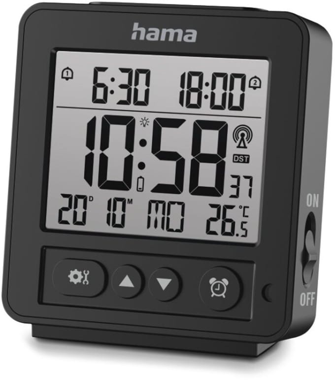 Hama wekker- Rhodos - Digitale - Radiogestuurd- Zwart