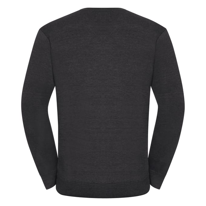 Russell Collection Heren Gebreid V Hals Sweatshirt (Houtskool mergel)
