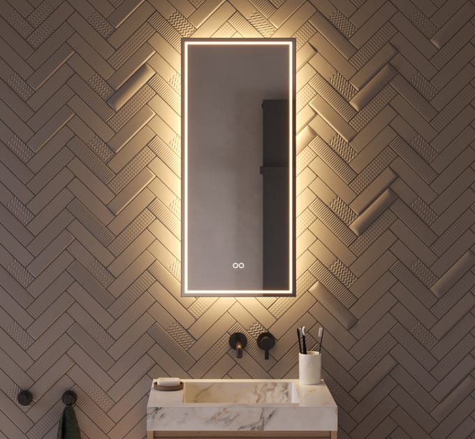 Schaere - Badkamerspiegel - Directe en Indirecte Verlichting - Spiegel Verwarming - Instelbare Lichtkleur - Dimfunctie - 40×90 cm