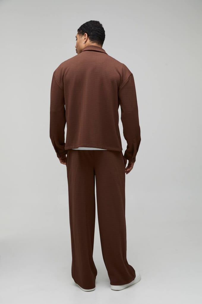Jersey Visgraat Regular Ritssluiting Harrington & Baggy Broek Set | Brown | Size 4XL