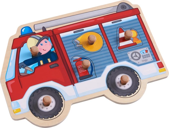 Haba Vormenpuzzel Brandweerauto Junior Hout 6 Stukjes