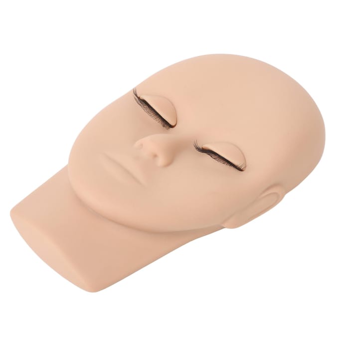 Wimper Mannequin Hoofd Make-up Wimperextension Oefenpop Hoofd met 3 Paar Verwijderbare Oogleden lichtbruine kleur