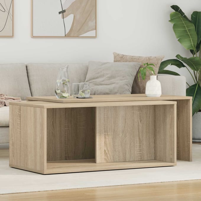 vidaXL - Koffietafel - Set - 2 - st - Sonoma - Eik - 90 - x - 48 - x - 40 - cm - Bewerkt - hout