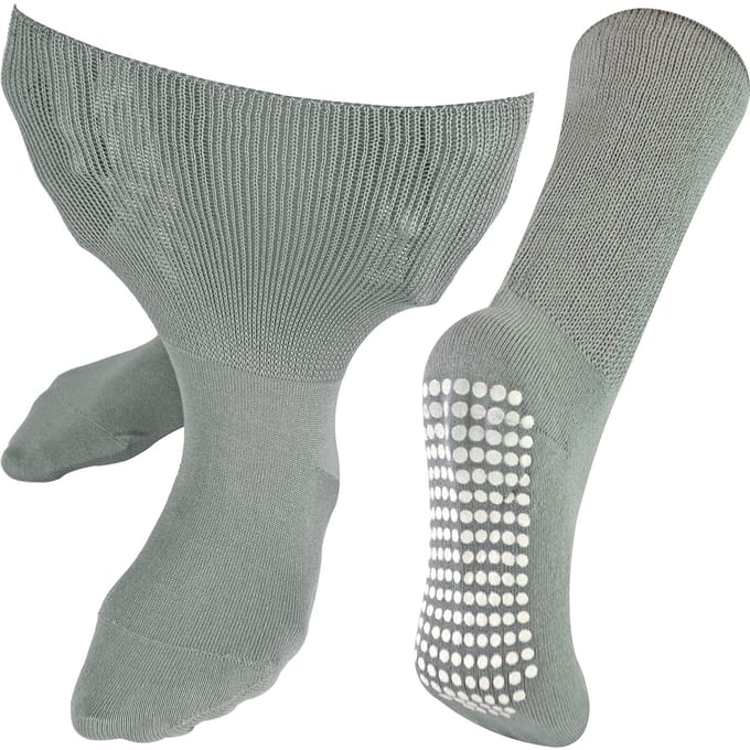 Dr.Socks - Extra brede oedeemsokken met grips - Grijs