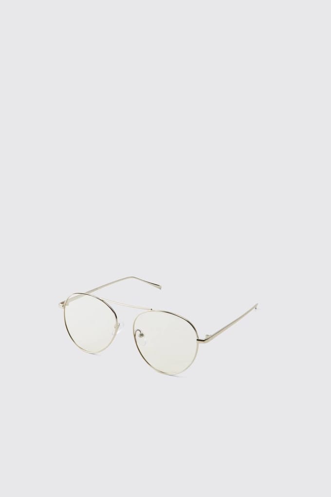 Clear Frame Grandad Glasses Sunglasses | Gold