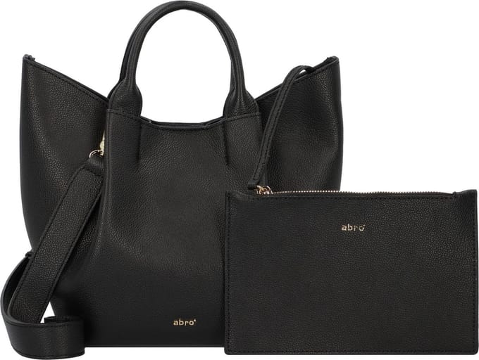 abro Leren Schoudertas Leather Erson Shopper Essential Black / Gold Zwart
