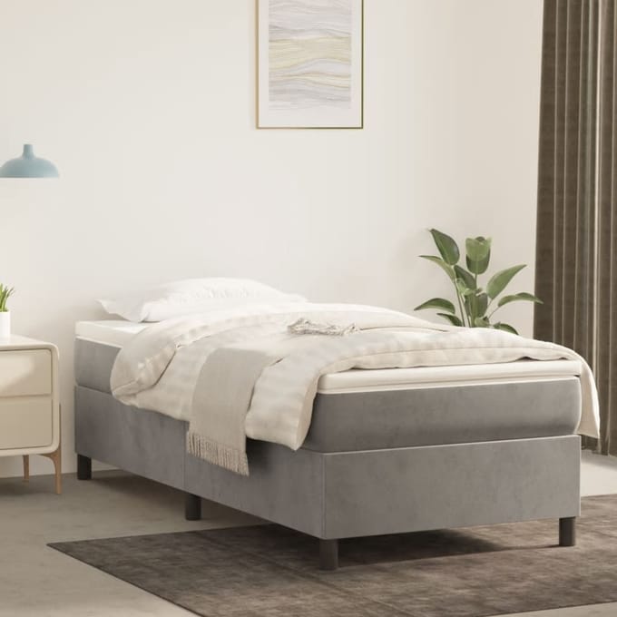 vidaXL - Boxspring - bed - 80x200 - cm - fluweel - lichtgrijs