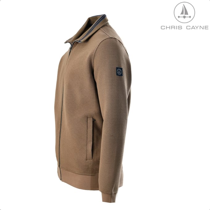 Chris Cayne heren vest - M - zand - structuur - honeycomb - effen - rits - steekzakken met rits