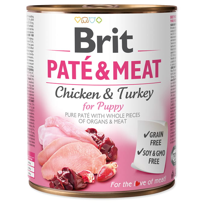 Brit Paté & Meat Serie - Puppy Hondenvoer - Kip - 12x800g