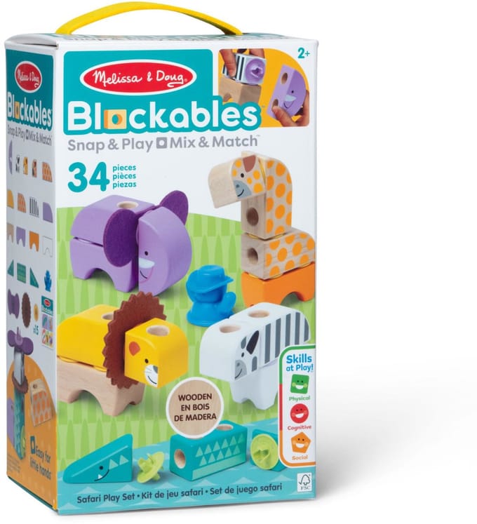 Spinmaster Melissa & Doug - Blockables Safari Play Set (34st) Houten speelgoed