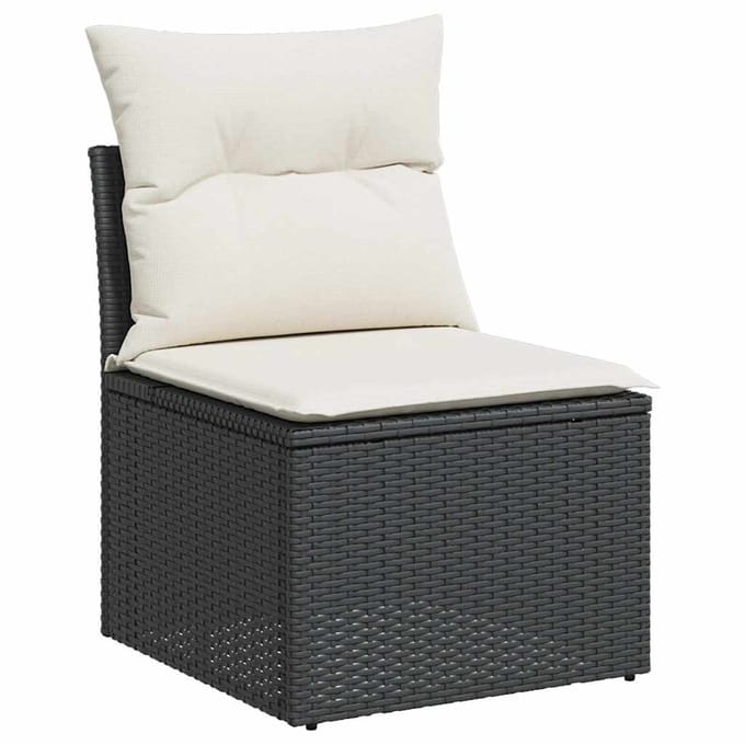vidaXL - 8-delige - Loungeset - met - kussens - poly - rattan - zwart