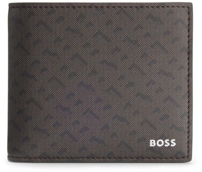 BOSS Leren portemonnee Zair 4 CC Coin Wallet Dark Brown donkerbruin