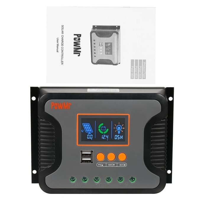 60A zonne-energiecontroller PWM batterijoplaadcontroller 12V-48V lithiumbatterij zonnelading Pstar-30A gray