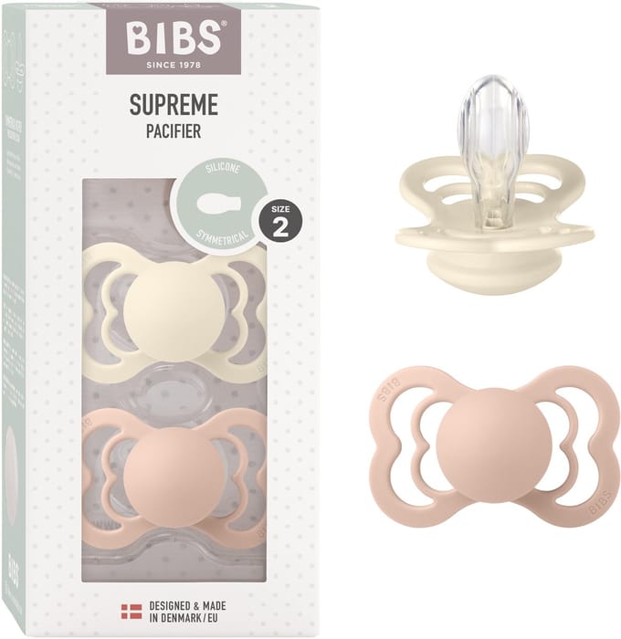 BIBS Supreme Fopspeen - 6-18 mnd - 2-pack - Symmetrisch - Ivory/Blush