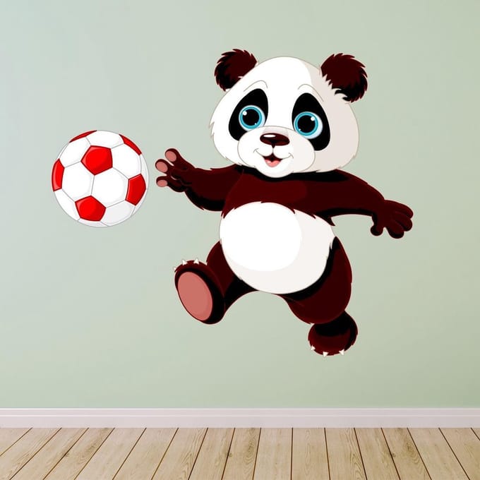 Voetballende panda muursticker