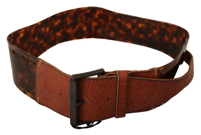 Ermanno Scervino Dames Donkerbruine Leren Gesp Tailleband
