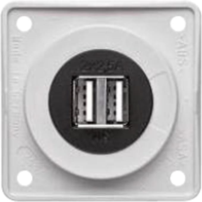 Berker Contactdoos 2x USB Lader 12V Inbouw Wit Hoogglans