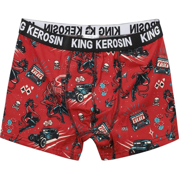 King Kerosin - Rockabilly Boxers - Rockabilly Devil Boxershorts - S tot XXL - voor Mannen - rood