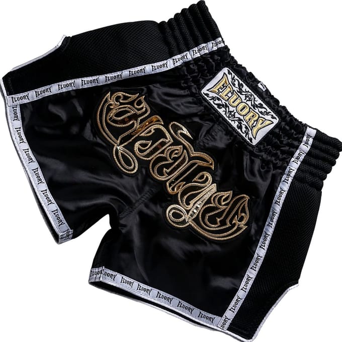 Fluory Muay Thai Short Kickboks Broek Zwart MTSF05 - M