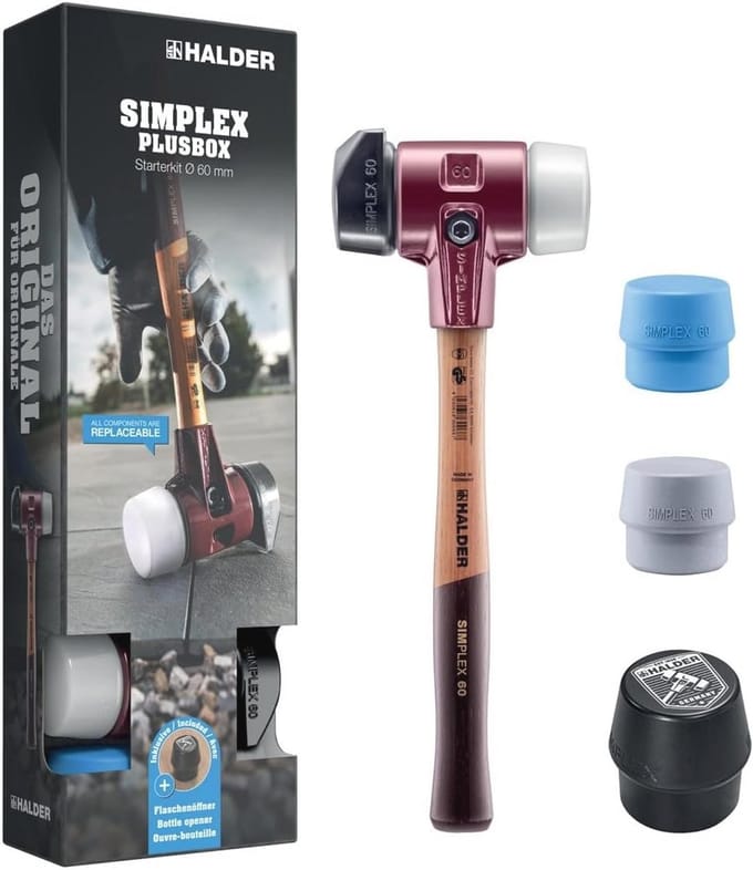 Plusbox starterkit - Zachte hamer D60 met rubberen samenstelling en multifunctionele inzetstukken
