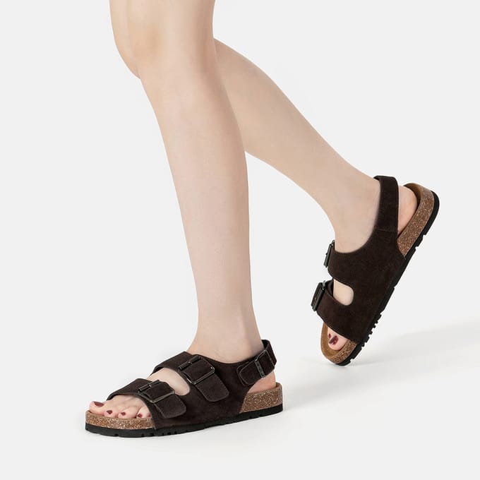EVER AU Dames Leren Sandalen - Flame