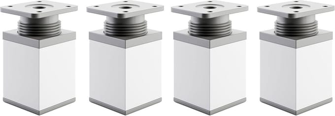 Set van 4 Verstelbare Meubelpoten Wit Vierkant Onderstel Hoogte 60 mm - Voor Kasten en Commode
