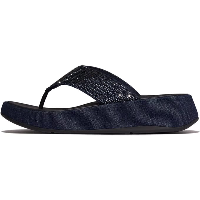 FitFlop F-Mode Toe Post - Denim And Hotfix Dames Sandalen - Donker Denim