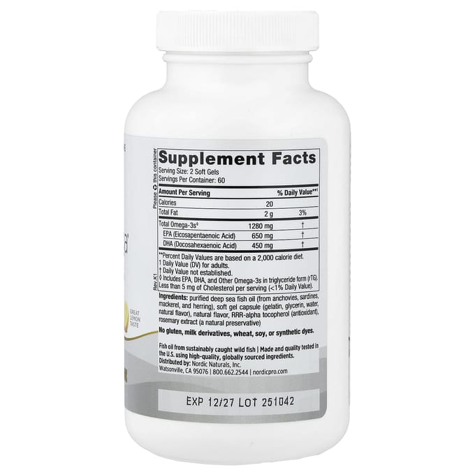 Nordic Naturals, Pro Omega, Citroen, 1.000 mg, 120 softgels