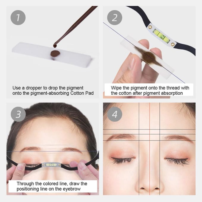 Metalen wenkbrauwliniaal Microblading Mapping String Marker Permanente make-up Microblading-benodigdheden met zwart