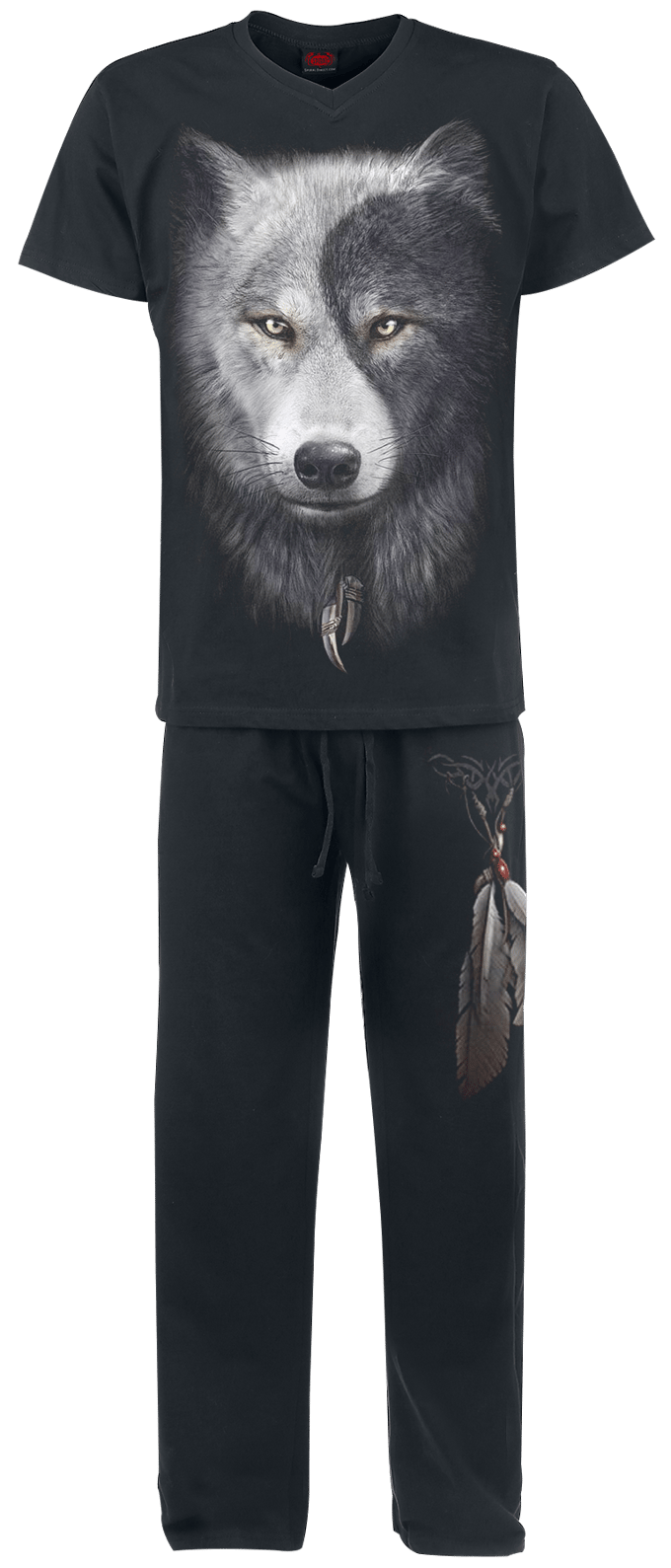 Spiral Pyjama - Wolf Chi - S tot 4XL - voor Mannen - zwart