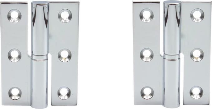 Paumelle - 70x50mm - Messing gepolijst chroom - Rechtsdraaiend - 2 stuks