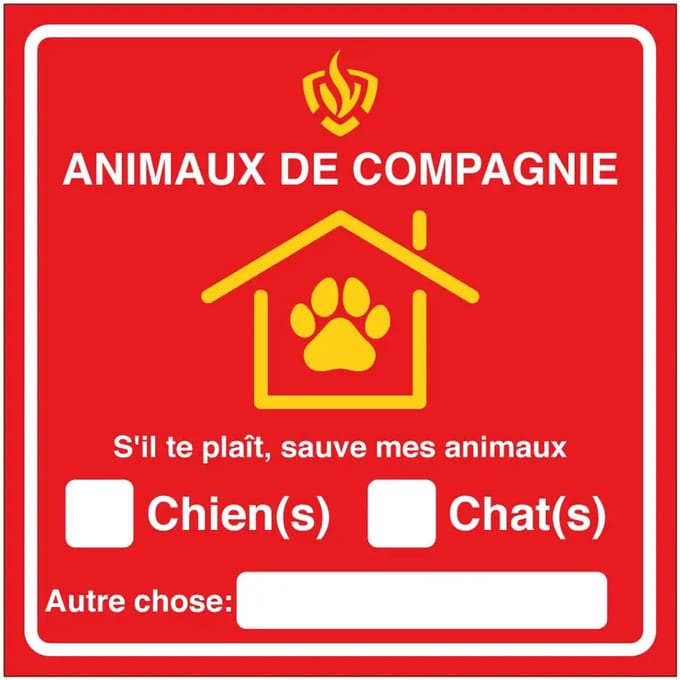 Sauvez mes animaux de compagnie en cas dincendie sticker | 7,5 x 7,5 cm