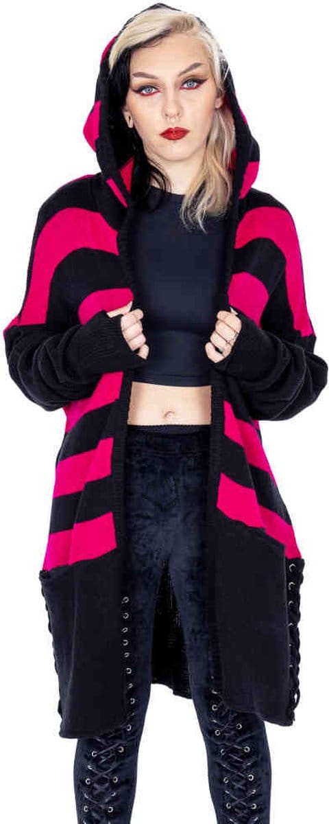 Heartless - Willa Lange cardigan - M - Zwart/Roze